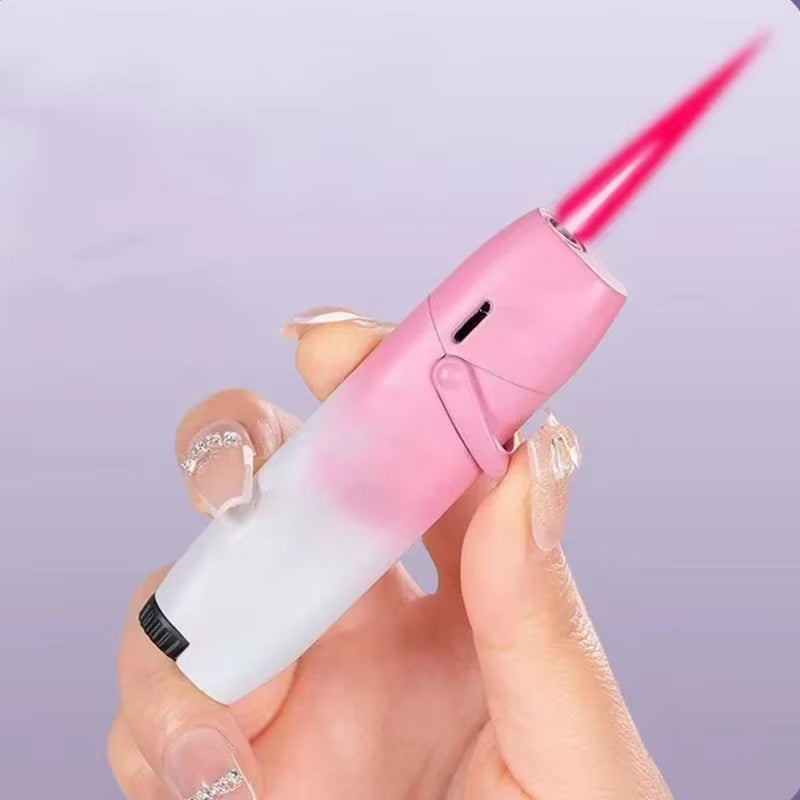 NEW Creative Outdoor Windproof Metal Pink Flame Lighter Arm Ignition Spray Butane Gas Lighter Fashionable Smoking Gift (No Gas)