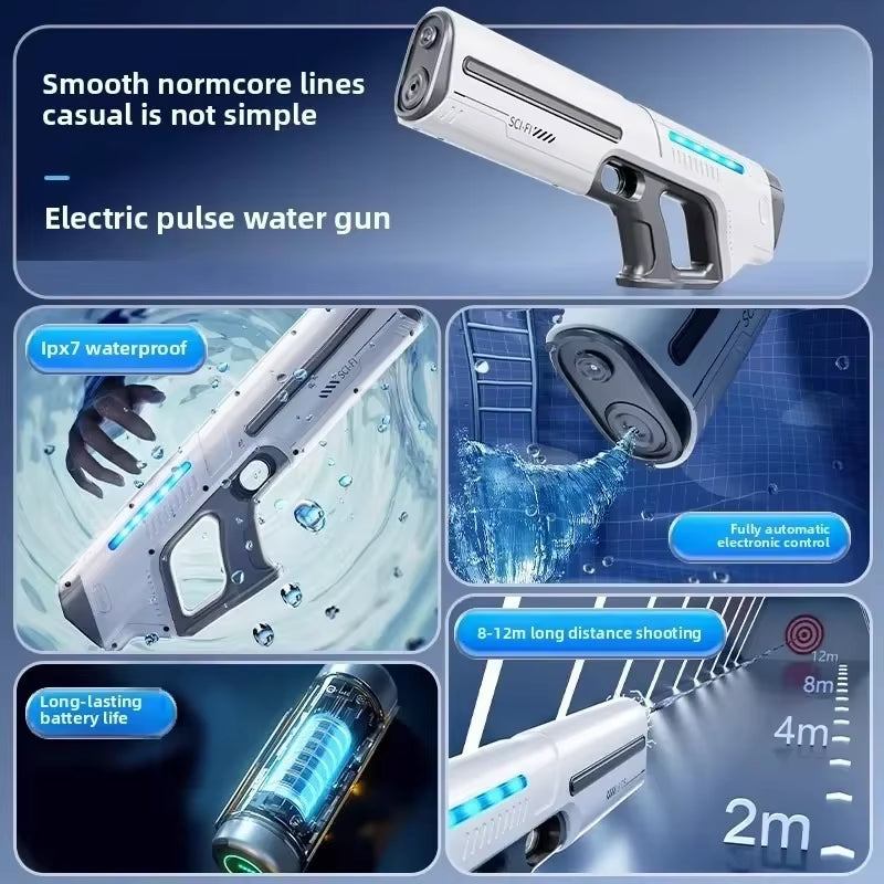 Children Fully Automatic Water Gun Storage Gun Large Capacity Electric Water Absorbing Toy Gun Summer Outdoor Water Toy Gift