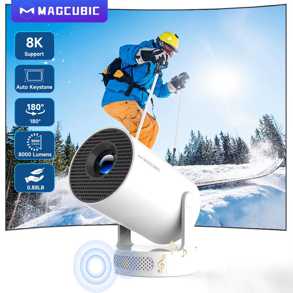 Projector HY300 PRO + 8K Android 14 Dual Wifi6 Allwinner H726 BT5.4 1080P 1280*720P Home Cinema Outdoor Projetor