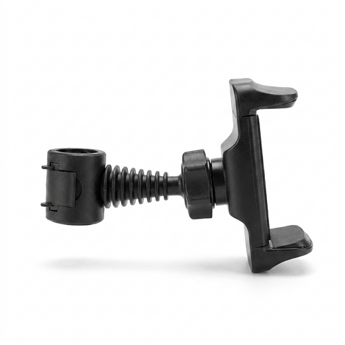 Car headrest phone holder, side view